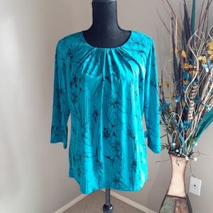 WORTHINGTON Shirred Collar Tunic Blouse Top